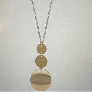 Gold Triple Disc Pendant Necklace - Women's Jewelry